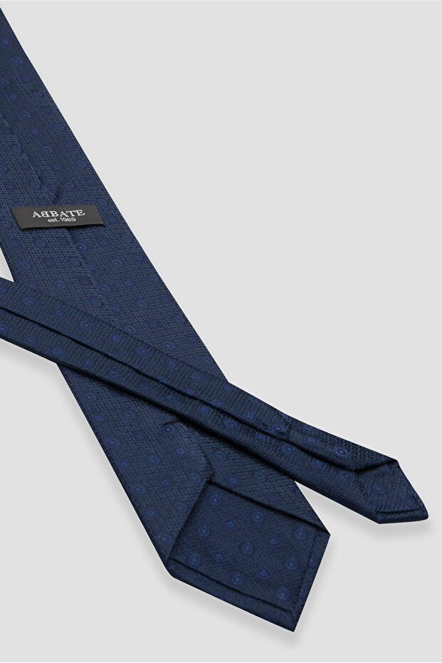Tie 8 cm Microfiber Polyester Navy Blue Men's Patterned Tie - 3