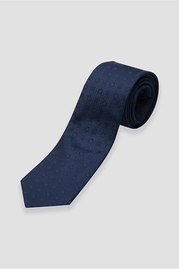 Tie 8 cm Microfiber Polyester Navy Blue Men's Patterned Tie - 1
