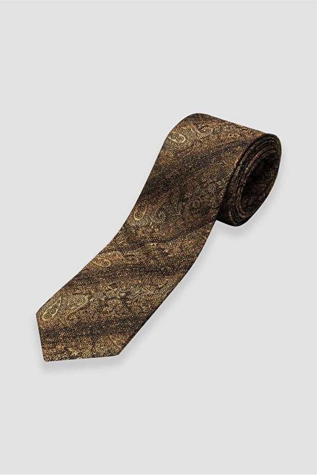 ربطة عنق 8 سم من البوليستر المصنوع من الألياف الدقيقة باللون الأصفر للرجال - 1