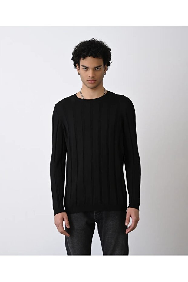 Slim Fit Şeritli Erkek Triko - 2