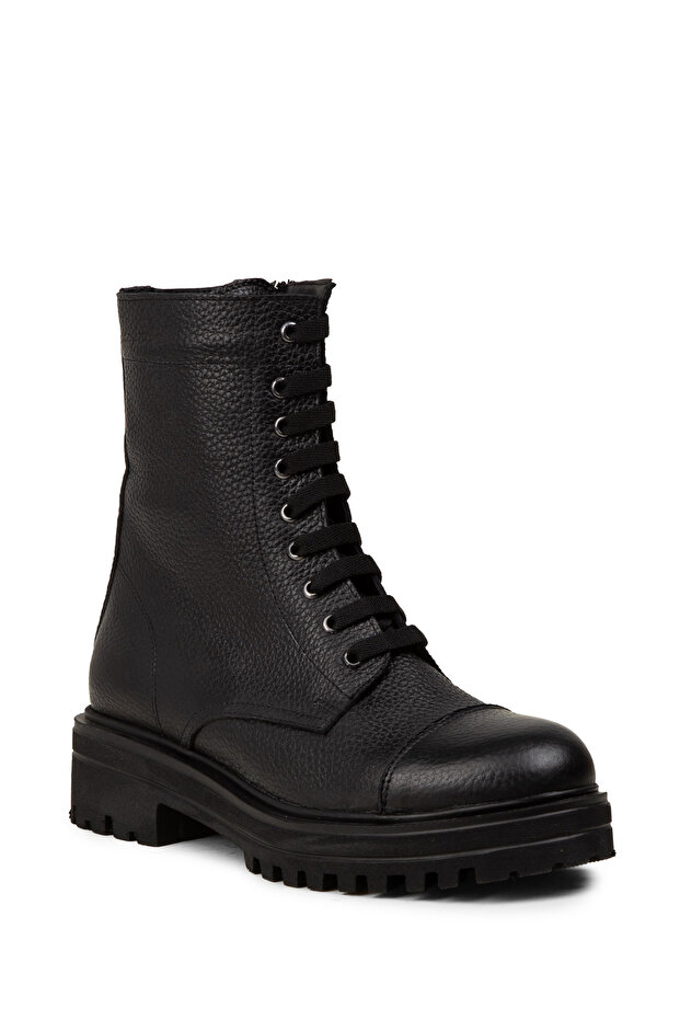 Hakiki Deri Siyah Kadın Postal Bot - 8