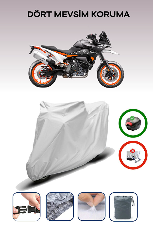Ktm 890 Smt Gray Waterproof Motorcycle Tarpaulin Rear Bag Is Not Compatible
