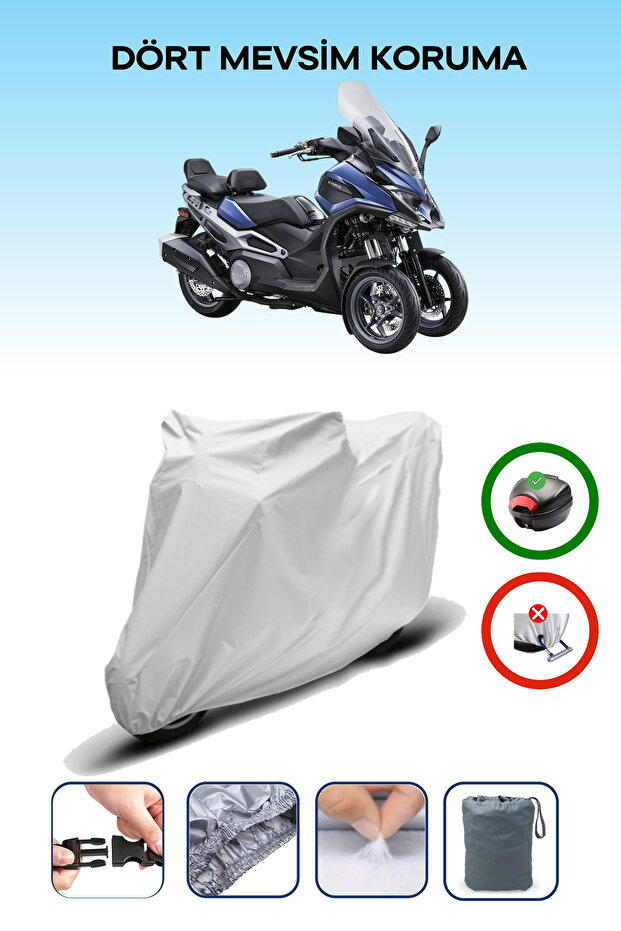 Kymco Cv3 Gray Waterproof Motorcycle Tarpaulin Rear Bag Is Not Compatible