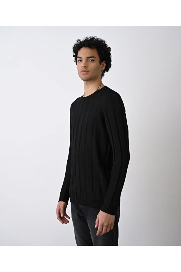 Slim Fit Şeritli Erkek Triko - 4