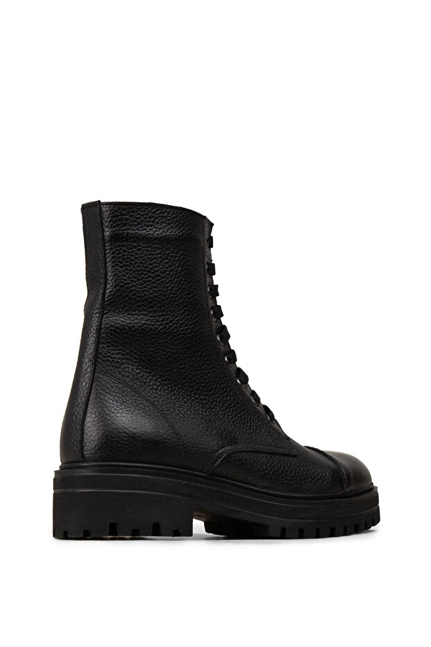 Hakiki Deri Siyah Kadın Postal Bot - 5