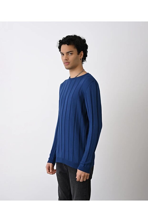 Slim Fit Şeritli Erkek Triko - 3