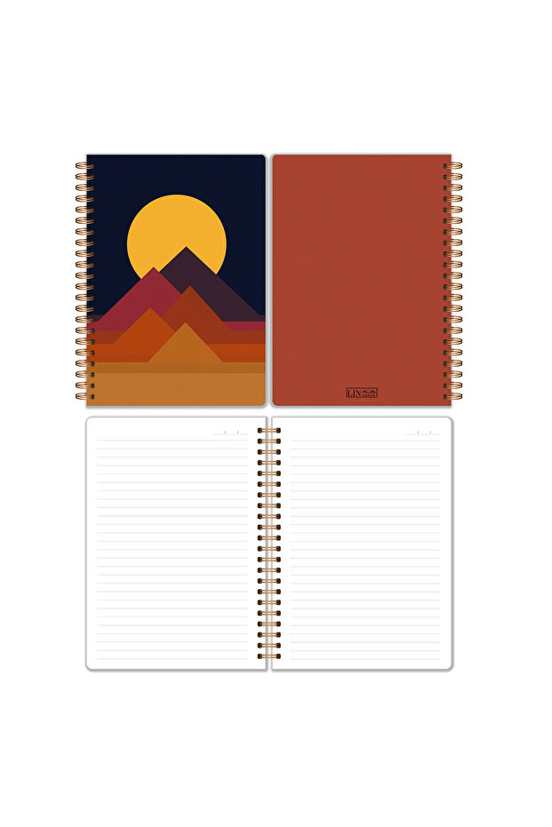 A5 Spiral Telli Defter 2’li Set – 80 Yaprak Piramitler ve Silüet İllüstrasyonu Okul Defteri - 5