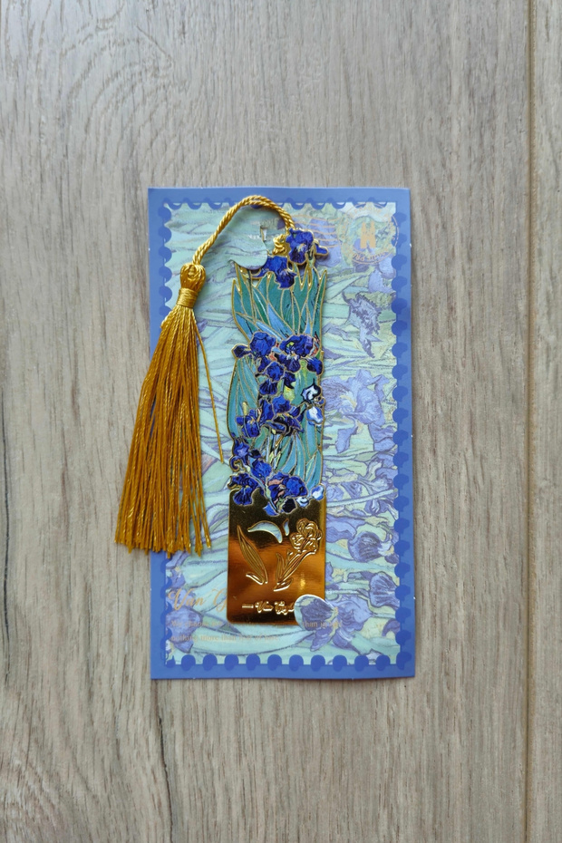 Iris Flowers Van Gogh Tasseled Gold Color Metal Bookmark Gift Artistic