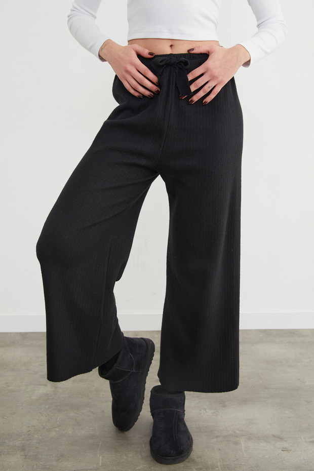 Basic Fitilli Beli Lastikli Pantolon - 5