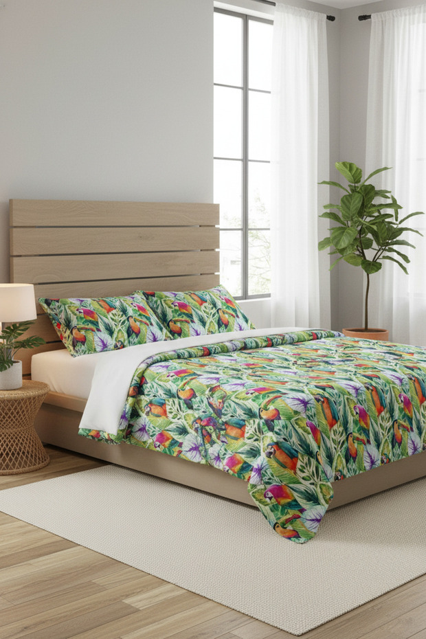 طقم بيكيه مزدوج مطبوع منقوش حديث 200x230 سم ملون