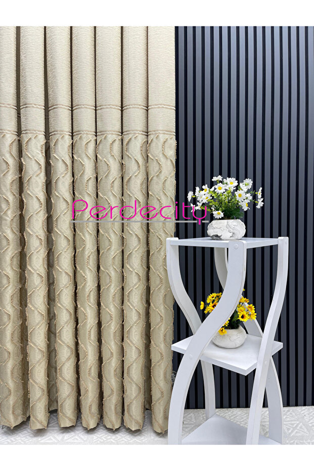 Bohemian Style Seyran Fringed Cream Panel Background Curtain 1X3 Frequent Pleats Suitable for Any Room