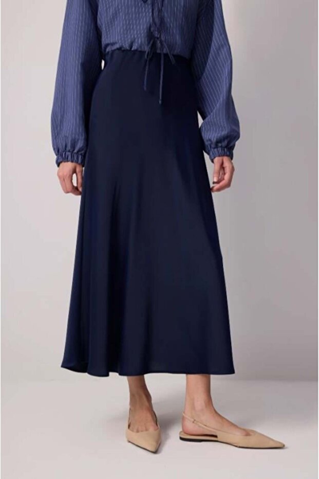 Basic Saten Etek Lacivert - 3