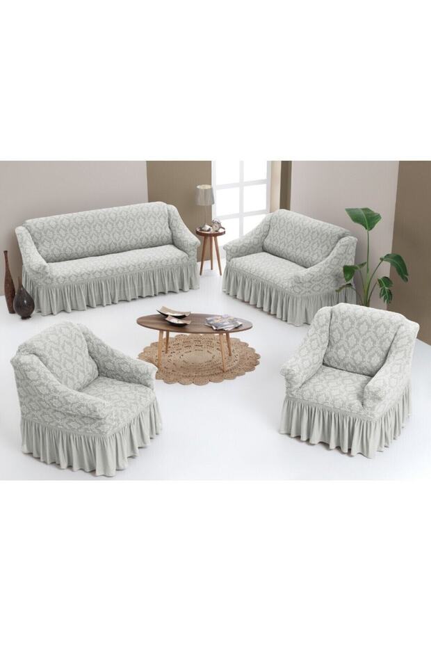 Jakarlı Esnek Etekli 3+2+1+1 Standart Koltuk Örtüsü - 1