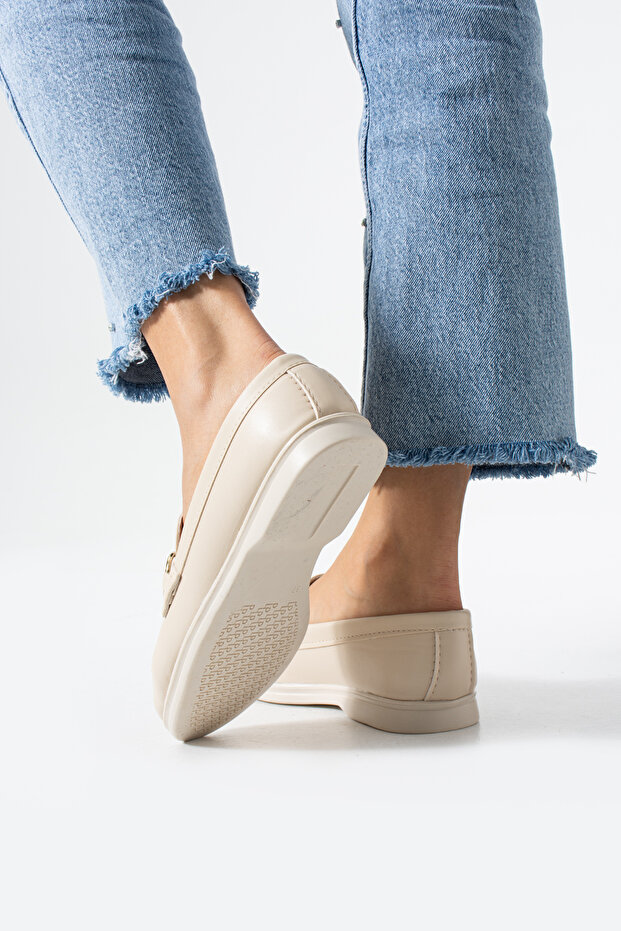 Bej Cilt Loafer Ayakkabı - 4