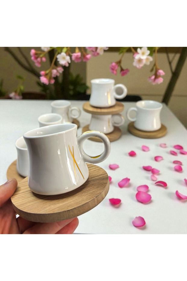 6kişilik Fincan Takımı ahşap Tabaklı - 5