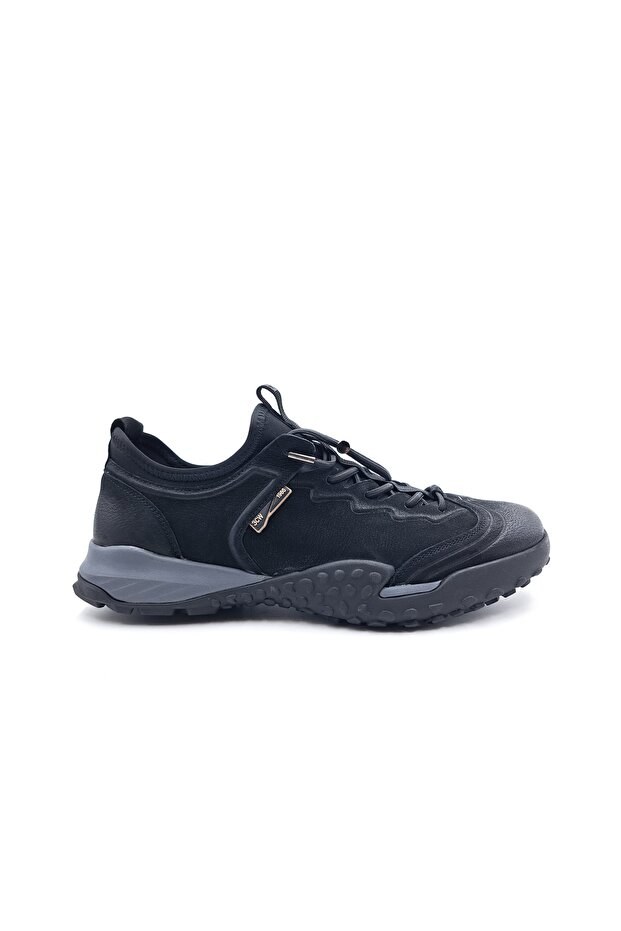 Lightweight and Flexible Design Genuine Nubuck Leather Rubber Laced Men's Black Casual Shoes
