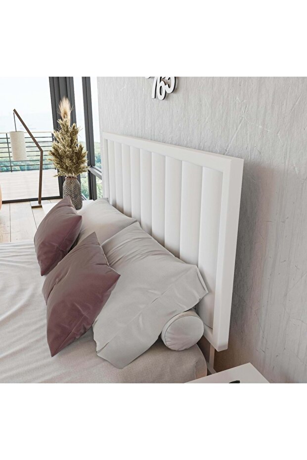 Hüma Model Beyaz Renk Ahşap Tek Başlık ( DİKEY ) - 3