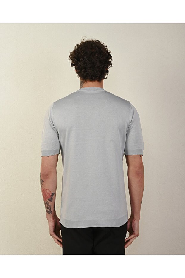 Dar Kesim Basic Erkek Triko Tshirt - 5
