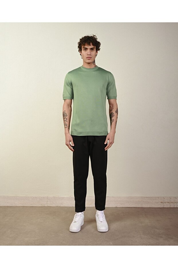 Dar Kesim Basic Erkek Triko Tshirt - 4