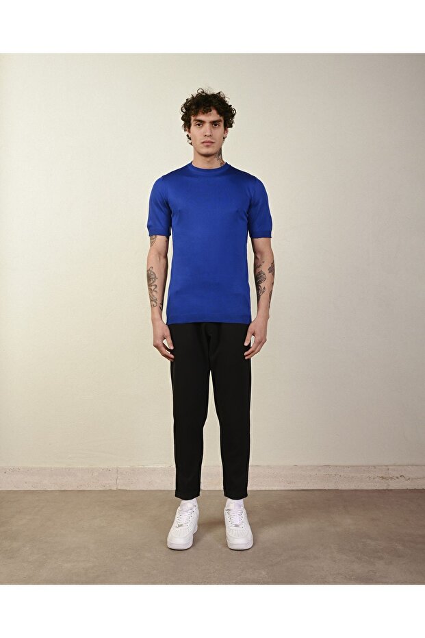 Dar Kesim Basic Erkek Triko Tshirt - 4