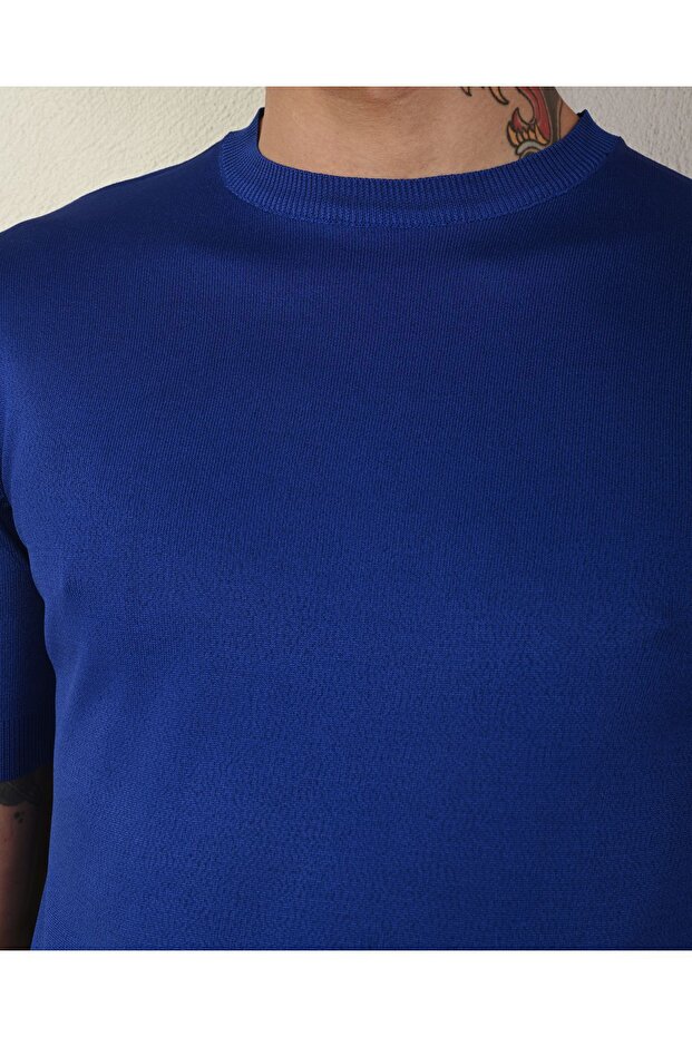 Dar Kesim Basic Erkek Triko Tshirt - 3