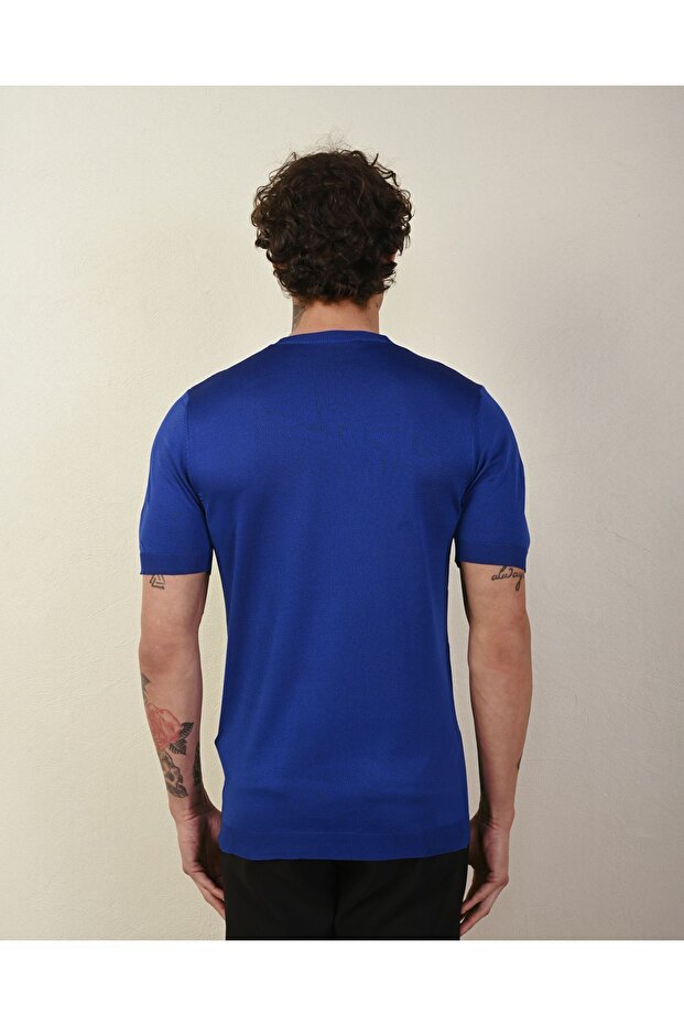 Dar Kesim Basic Erkek Triko Tshirt - 5