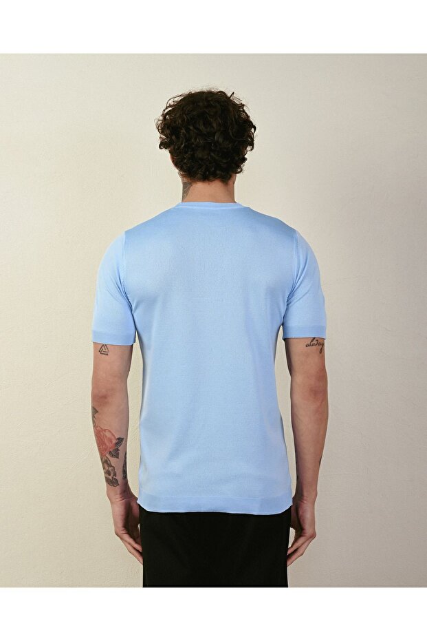 Dar Kesim Basic Erkek Triko Tshirt - 5