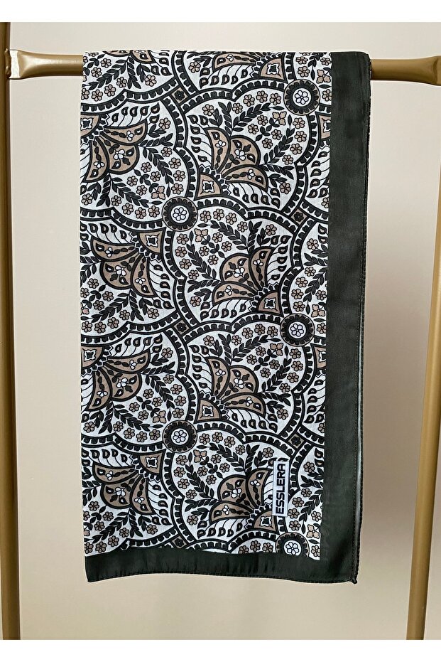 وشاح ناعم بنمط الأزهار العرقية الخضراء - 7