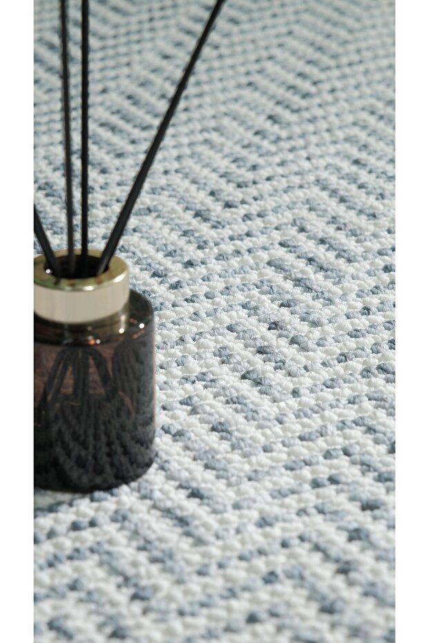 Piana 1113 Mavi - Zigzag Desenli Mavi Oturma Odası Halısı - 5