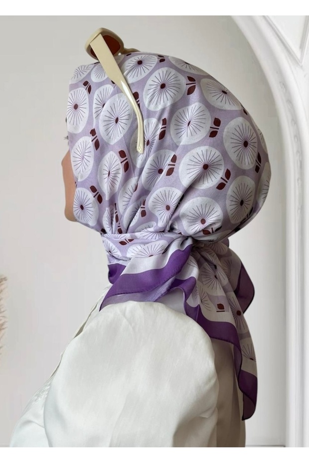 Retro Bloom Patterned Lilac Soft Scarf - 2
