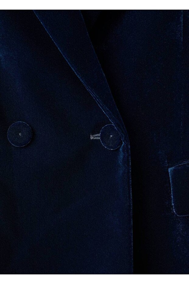 Kadife kruvaze blazer ceket - 7