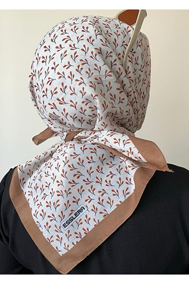 Light Brown Patterned Soft Scarf - 3