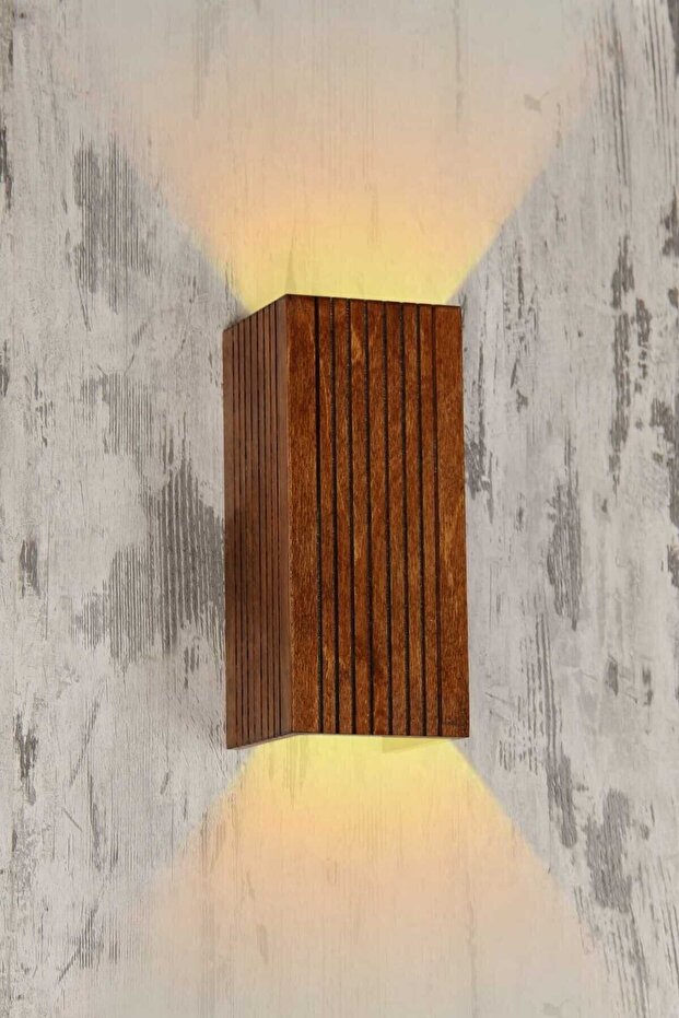 Duvar Apliği Yansıtma Tasarımlı Çift Yönlü Ahşap Salon Hol Cafe Otel Duvar Apliği - 5