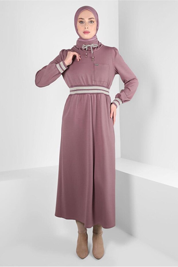 ELASTIC DRESS WITH WAIST AND CUFFS 43327