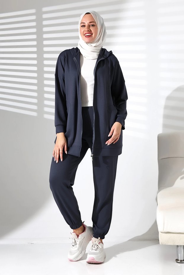 Women's Seasonal Bottom and Top Comfortable Smoked Sports Hijab Suit