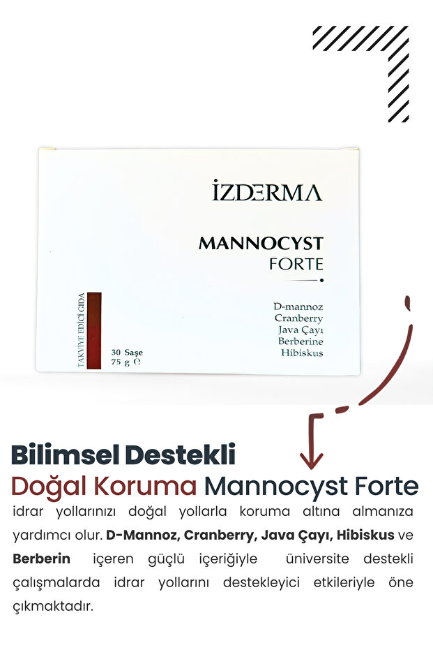 Mannocyst Forte D-mannoz, Cranberry, Berberin, Java Çayı ve Hibiskus İçeren Takviye Edici Gıda - 1