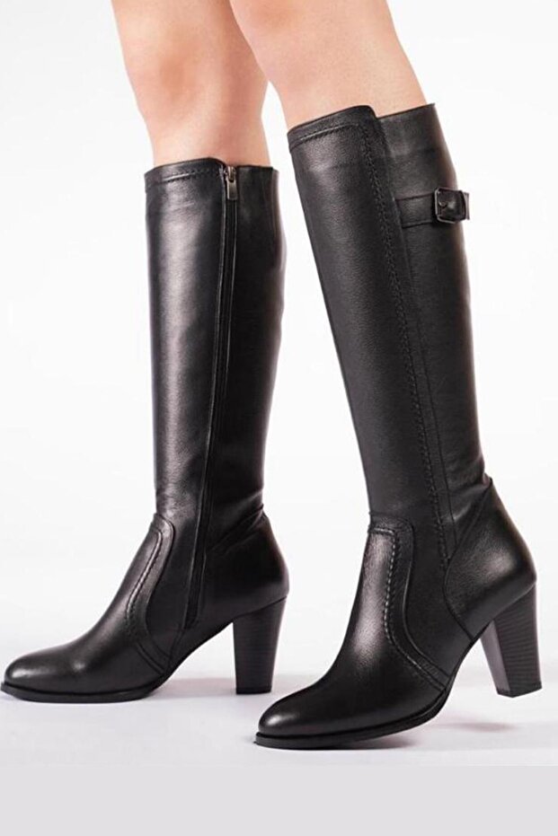 100% Genuine Leather Black Women's Boots