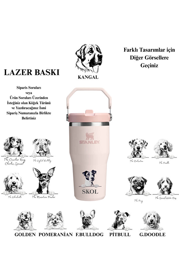 Kişiselleştirilmiş The IceFlow Flip Straw Pipetli Termos Bardak 0,60 Özel Tasarım ve İsimli Rose - 4