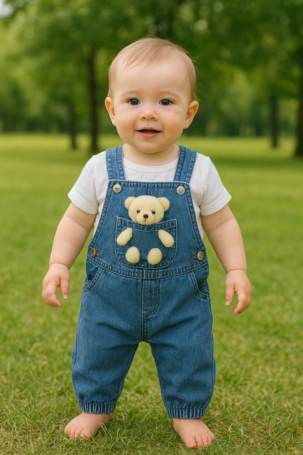 BABY JEANS SALOPET GARDENER WITH TERRIBLE ONE OF THE NEWEST TREND PRODUCT UNISEX 2-Piece SET INCLUDES T-SHIRTS
