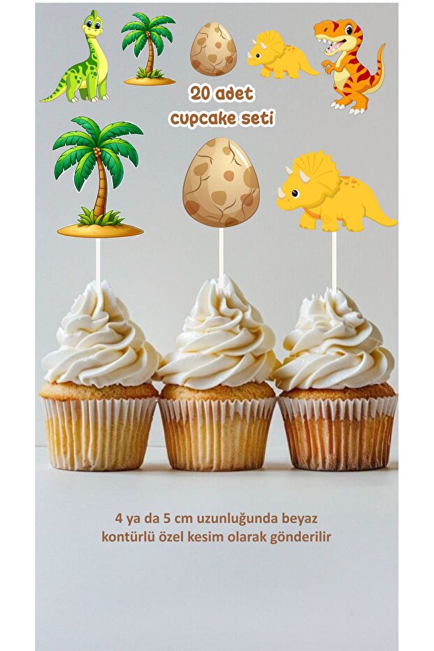 Dinosaur Themed Cupcake Topper Cake Topper Birthday Topper 20Pcs