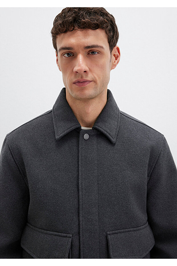 Yün Karışımlı Antrasit Ceket Regular Fit / Normal Kesim 0110658-80023 - 5