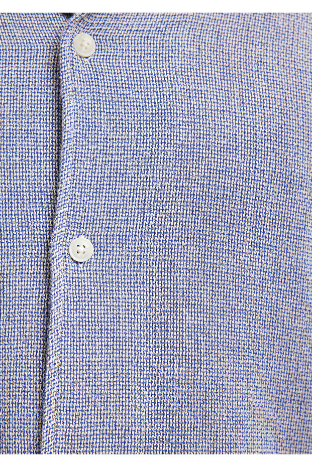 Dokulu Mavi Gömlek Regular Fit / Normal Kesim 0210828-70907 - 6