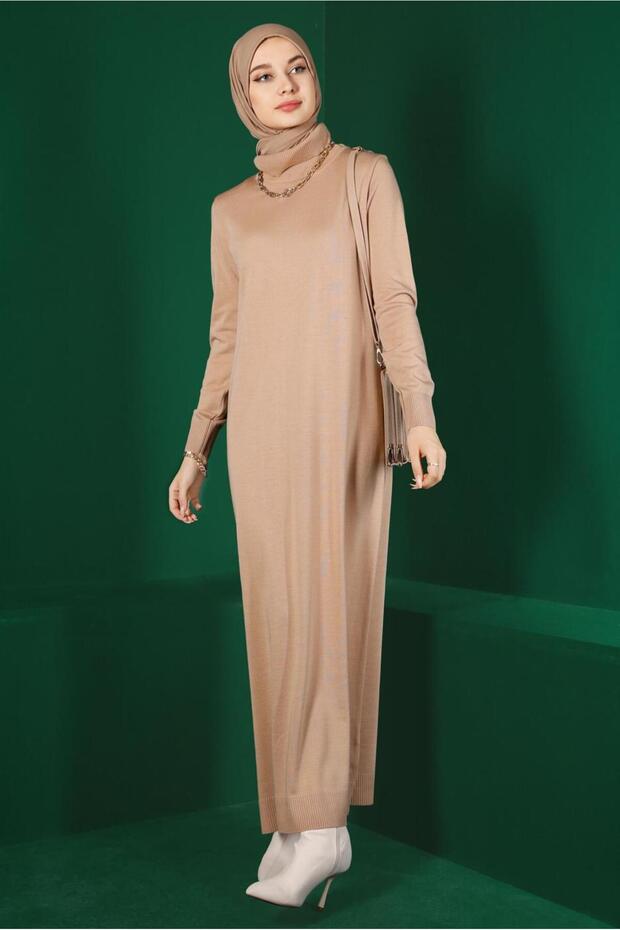 BOĞAZLI BASIC TRİKO ELBİSE 43105 - 2