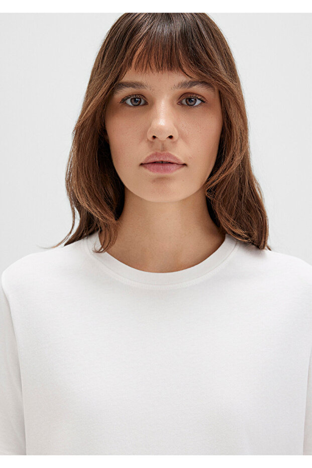 Ekru Basic Tişört Regular Fit / Normal Kesim 1600965-33389 - 7