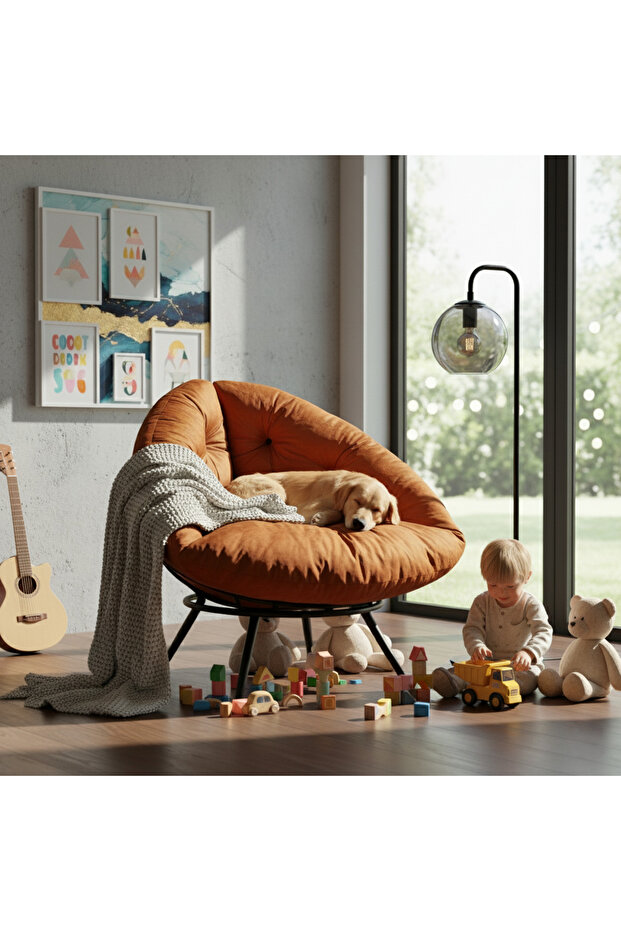 Floki Tekli Koltuk Berjer Turuncu - 3