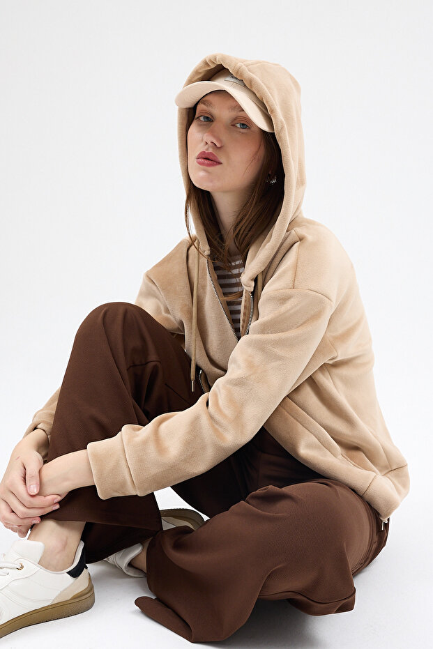 3059A سترة بغطاء للرأس وجيوب من فرو المنك - 6