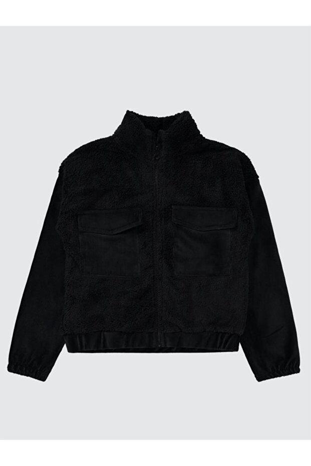 Civil Girl's Velsoft Velvet Garnished Cardigan | Velsoft Long Sleeve | School Nursery and Daily Use - Black