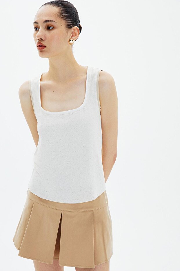 Kontrast Biyeli Kemik Basic Bluz - 5