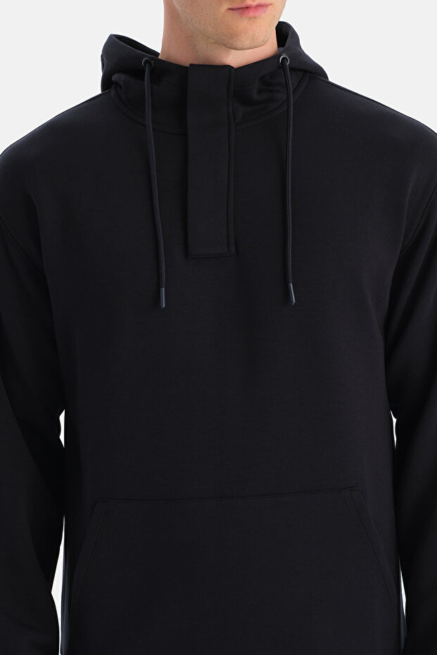 Siyah Erkek Kapüşonlu Modal Sweatshirt - 6
