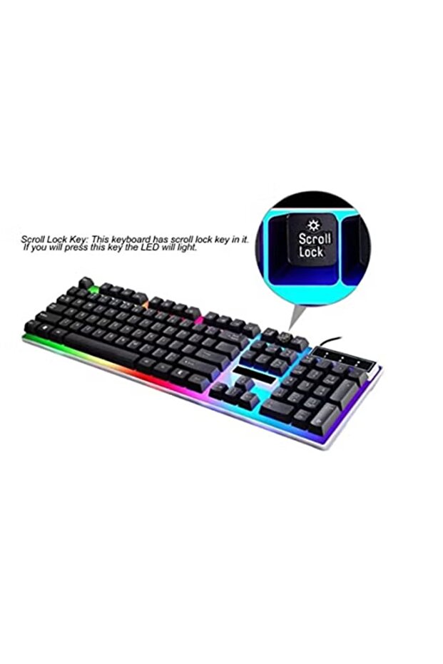 مجموعة لوحة مفاتيح وماوس للألعاب LED مع لوحة ماوس G21WT باللون الأسود - 5